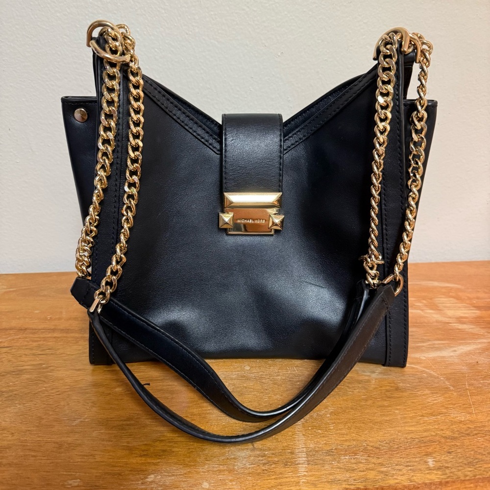 Michael Kors Black Leather Chain Shoulder Bag